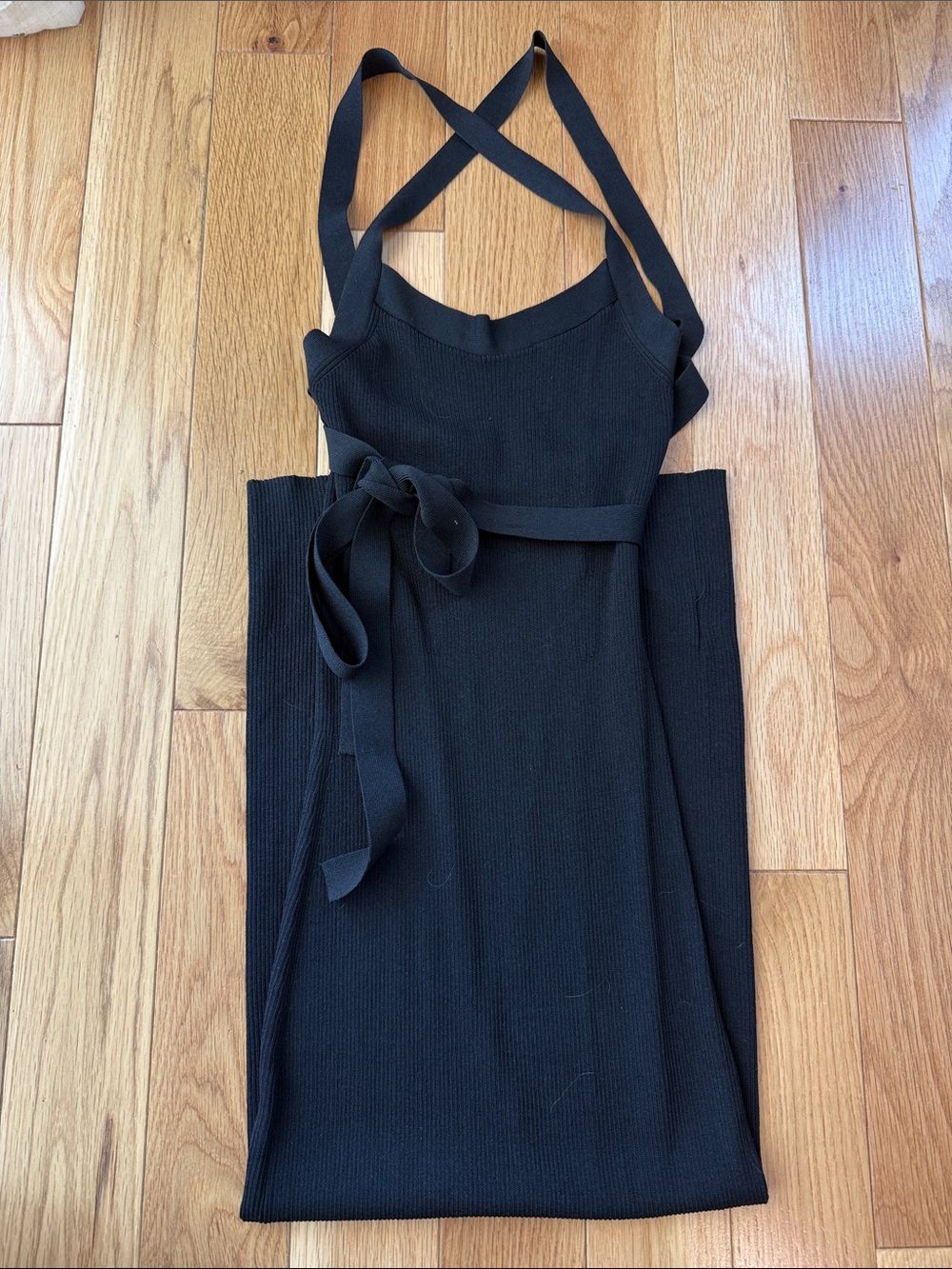 Aritzia Black Knit Wrap Midi Dress